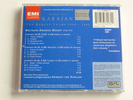 Mozart - Symphonien 29,35 &amp; 36 / Herbert von Karajan (EMI)