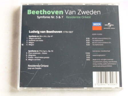 Beethoven - Symphonie nr. 5 &amp; 7 / Jaap van Zweden