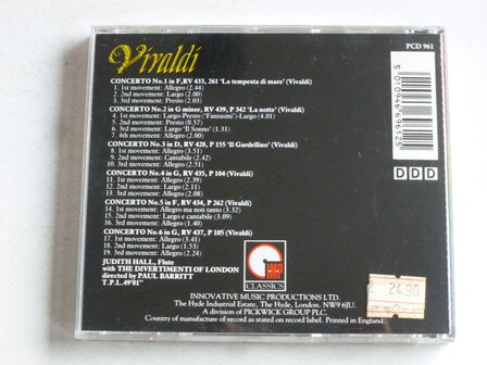 Vivaldi - Six Concertos for Flute / Judith Hall , Paul Barritt