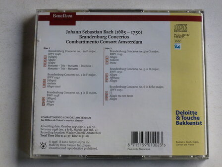 Bach - Brandenburg Concertos / Combattimento Consort  Jan Willem de Vriend (2 CD)