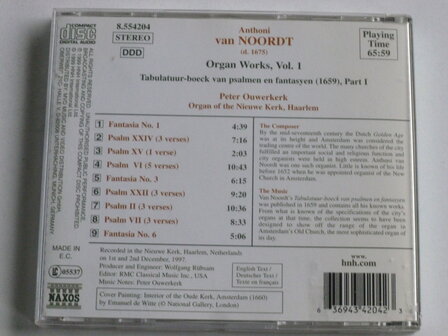 Anthoni van Noordt - Organ Works vol.1 / Peter Ouwerkerk