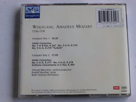 Mozart - Violin Concertos 1-5 / Yehudi Menuhin (2 CD)