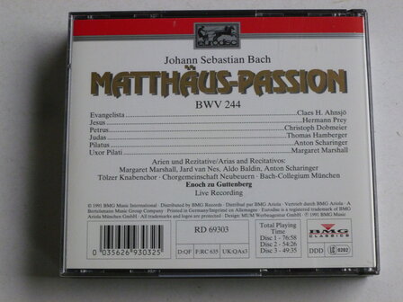 Bach - Matth&auml;us Passion / Jard van Nes, Enoch zu Guttenberg (3 CD)