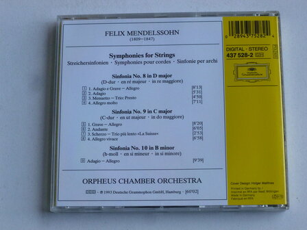 Mendelssohn - Symphonies for Strings / Orpheus Chamber Orchestra