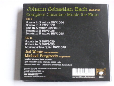 Bach - Complete Chamber Music for Flute / Jed Wentz, Borgstede (2 CD)