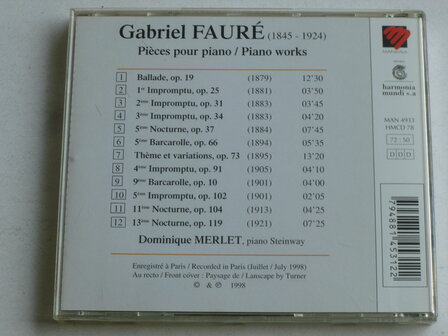 Gabriel Faure - Piano Works / Dominique Merlet