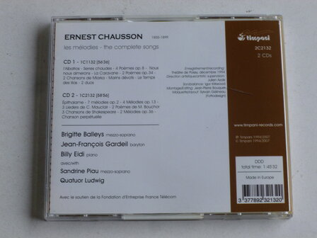 Ernest Chausson - Les Melodies / Brigitte Balleys, Gardeil, Eidi (2 CD)