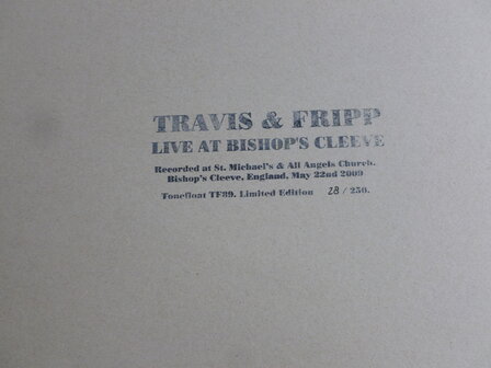 Travis &amp; Fripp - Live at Bishop&#039;s Cleeve (lim. edition) LP