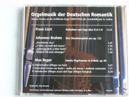 Orgelmusik der Deutschen Romantik - Verena F&ouml;rster