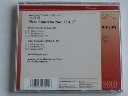 Mozart - Piano Concertos 23 &amp; 27 / Alfred Brendel, Sir Neville Marriner (philips)