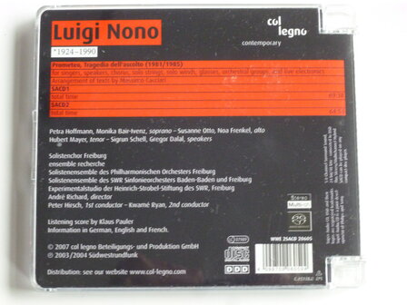 Luigi Nono - Prometeo, /tragedia dell&#039; ascolto / Solistenchor Freiburg, Andre Richard ( 2 SACD)