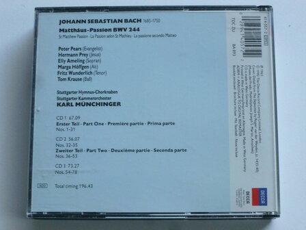 Bach - Matthaus Passion / Ameling, Prey, Karl Munchinger (3 CD)