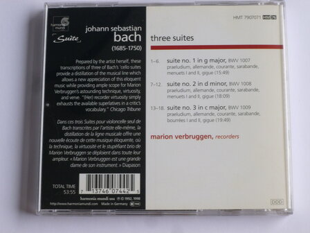 Bach - Three Suites / Marion Verbruggen