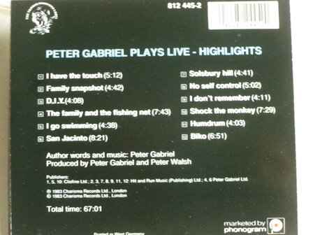 Peter Gabriel - Plays Live (highlights)