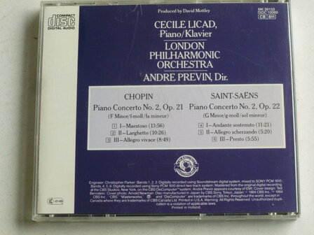 Chopin - Piano Concerto 2 / Cecile Licad / Andre Previn