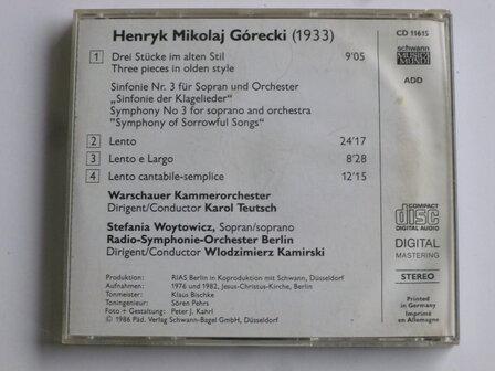 Gorecki - Symphony no. 3 / Teutsch, Woytowicz, Kamirski