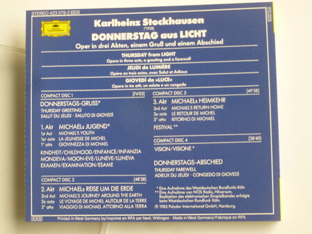 Stockhausen - Donnerstag aus Licht / Peter E&oacute;tv&ouml;s (4 CD)