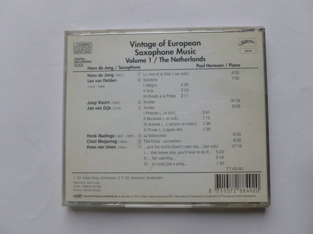 Vintage of European Saxophone Music - Volume 1 (Hans de Jong)