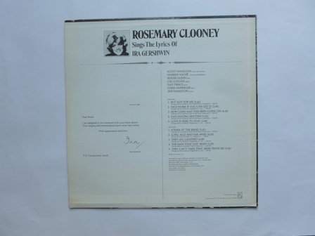 Rosemary Clooney &lrm;&ndash; Rosemary Clooney Sings The Lyrics Of Ira Gershwin (LP)