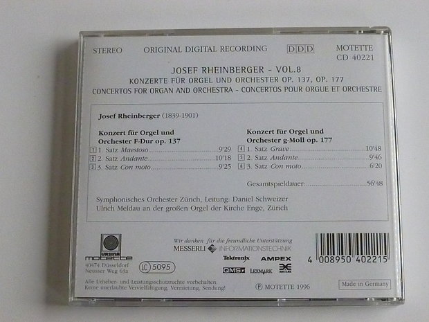 Josef Rheinberger - Konzert für Orgel / Ulrich Meldau