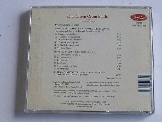 Otto Olsson Organ Music - Gregorian Pieces vol. 1 / Sverker Jullander