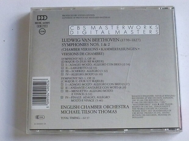 Beethoven - Symph. 1 & 2 / Michael Tilson Thomas