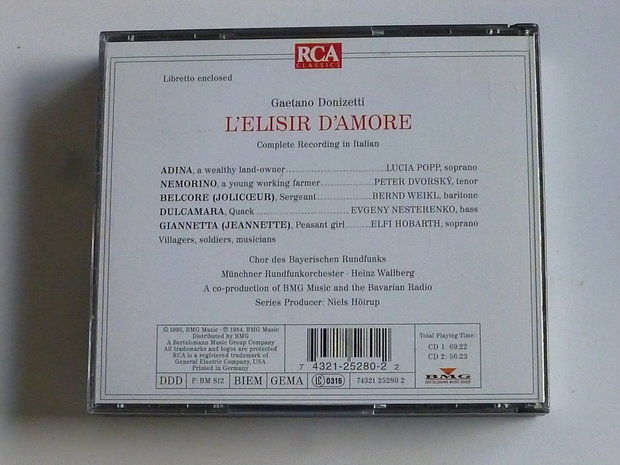 Donizetti - L' Elisir D' Amore / Lucia Popp, Wallberg (2 CD)