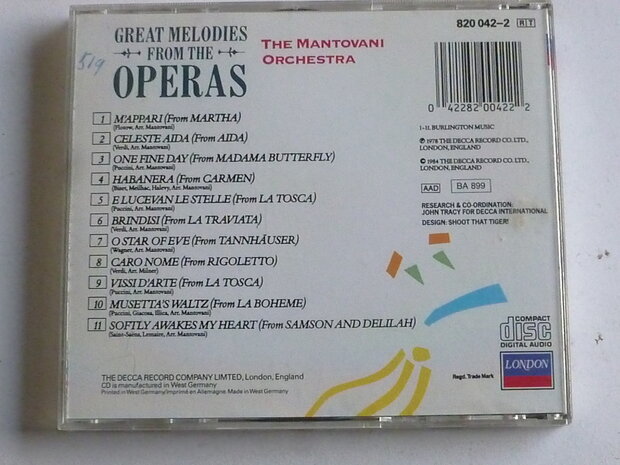 The Mantovani Orchestra - Great Melodies from the Operas