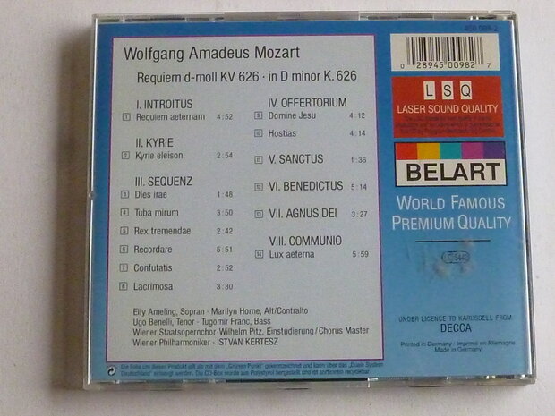 Mozart - Requiem / Elly Ameling, Horne, Istvan Kertesz