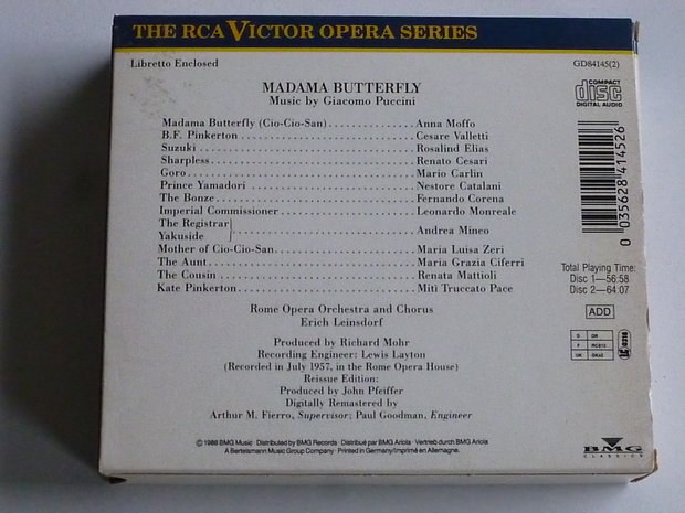 Puccini - Madama Butterfly / Moffo , Valletti, Elias, Leinsdorf (2 CD)