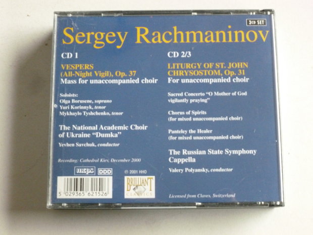 Rachmaninov - Vespers / Liturgy of st. John / Russian State Symp. Capella (3 CD)