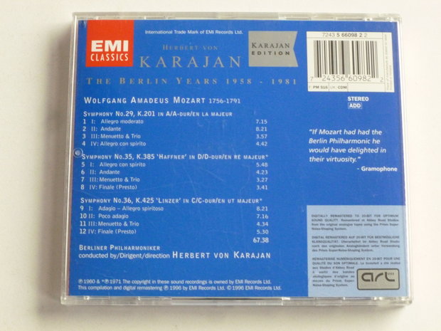 Mozart - Symphonien 29,35 & 36 / Herbert von Karajan (EMI)