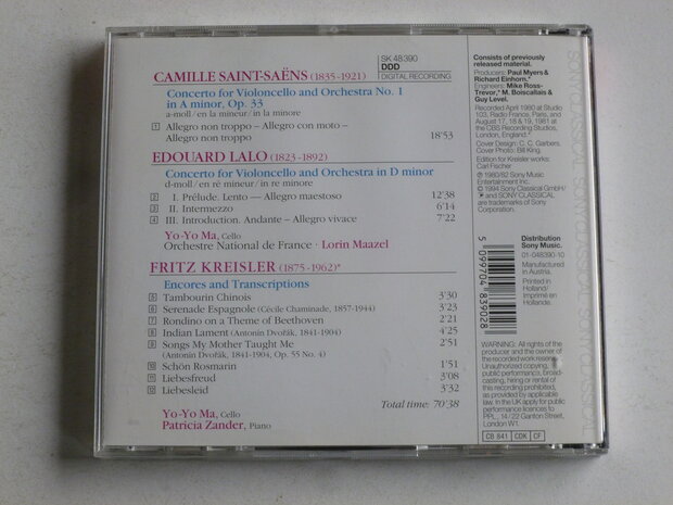 The Romantic Album / Saint-Saens, Lalo, Kreisler - Yo-Yo Ma