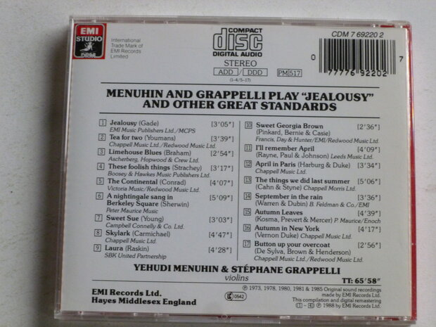 Menuhin and Grappelli play Jealousy and other standards