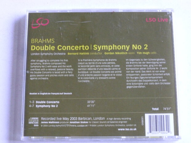 Brahms - Symphony 2, Double Concerto / Bernard Haitink