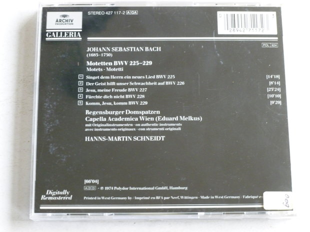 Bach - Motetten 225-229 / Hans Martin Schneidt