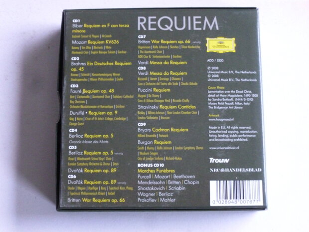 Requiem - Mozart, Biber, Brahms, Verdi, Puccini Faure, Berlioz