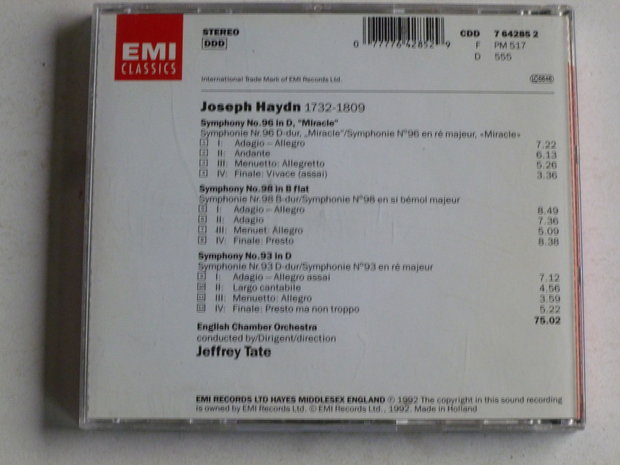 Haydn - Symphonien 93, 96 & 98 / Jeffrey Tate