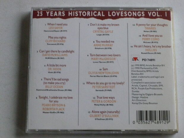 25 Years Historical Love Songs vol. 1