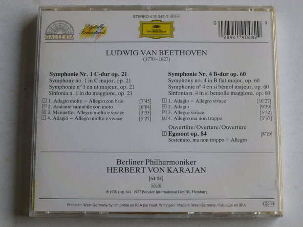 Beethoven - Symphonien nr. 1 & 4 / Herbert von Karajan