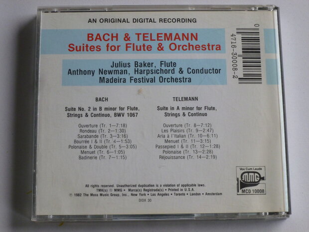 Bach & Telemann - Suites for Flute / Julius Baker, Anthony Newman (usa)