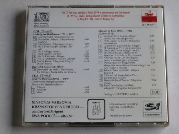 Beethoven Penderecki - Sinfonia Varsovia, Ewa Podles (2 CD)