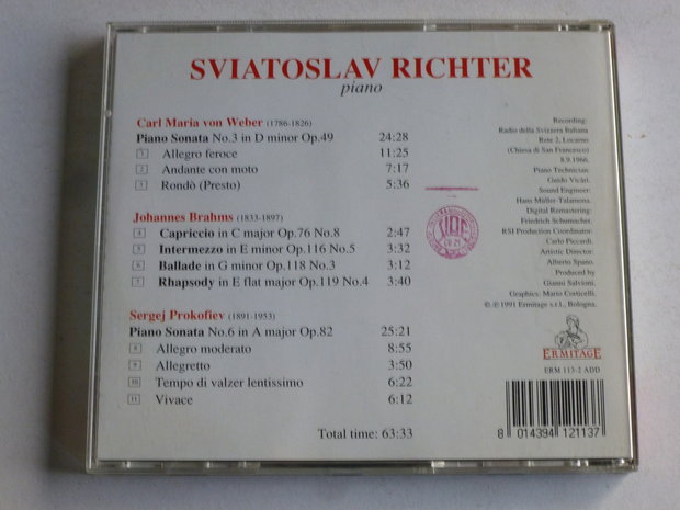 Sviatoslav Richter - Weber, Brahms, Prokofiev ( Ermitage)