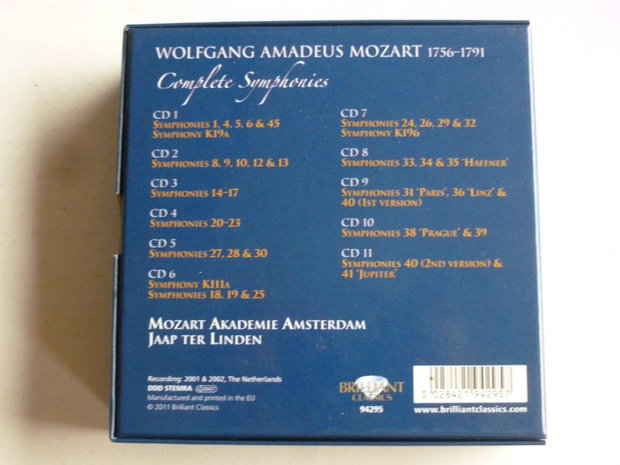 Mozart - Complete Symphonies / Jaap ter Linden (11 CD)