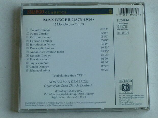 Max Reger - 12 Monologues, Organs of the Netherlands 2 / Wouter van den Broek