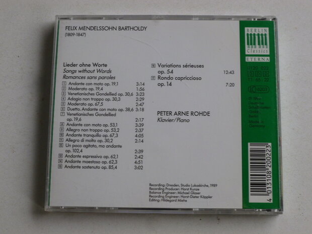 Mendelssohn - Lieder ohne Worte / Peter Arne Rohde