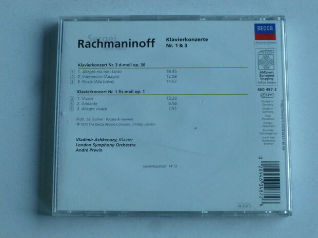 Rachmaninoff - Klavierkonzerte nr. 1 & 3 / Vladimir Ashkenazy, Andre Previn