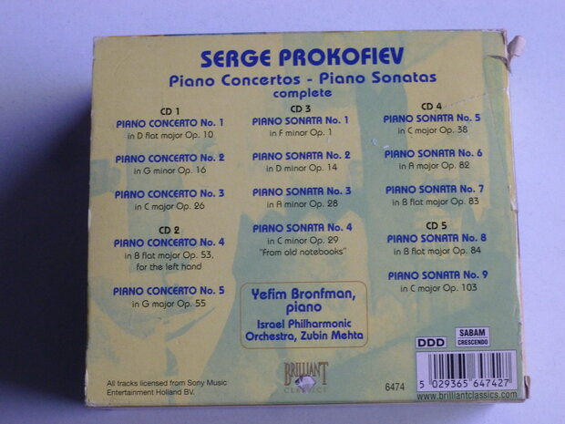 Prokofiev - Piano Concertos / Sonatas (complete) Yefim Bronfman, Mehta (5 CD)