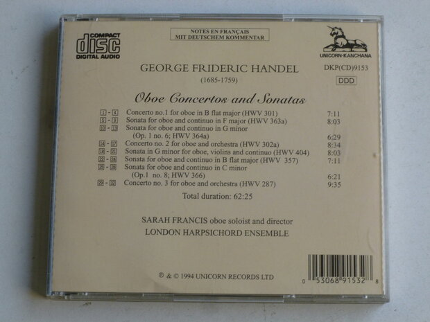 Handel - Oboe Concertos and Sonatas / Sarah Francis