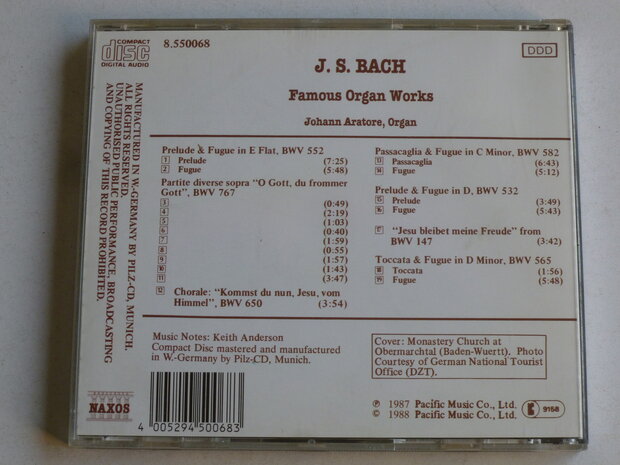 J.S. Bach - Famous Organ Works / Johann Aratore